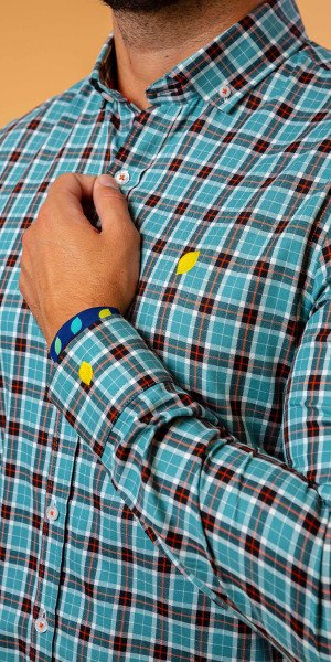 camisa-cuadros-turquesas-100%-algodón-fabricada-en-españa
