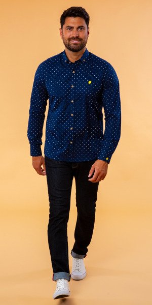 camisa-sirlemon-100%-algodón-estampado-estrellas-marino-fabricada-en-españa
