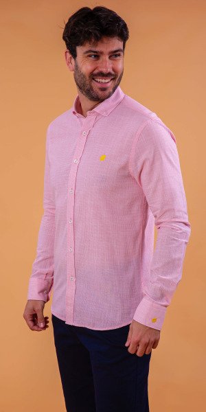 camisa_Sir_lemon_rosa_algodón_lino_fabricada_en_españa
