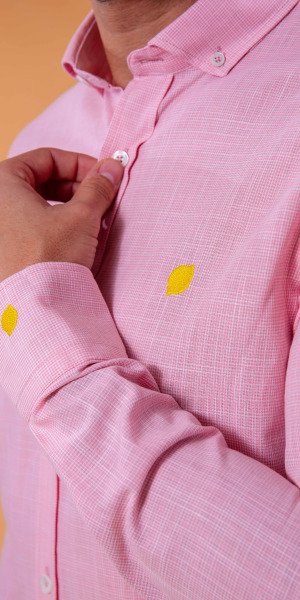 camisa_Sir_lemon_rosa_algodón_lino_fabricada_en_españa