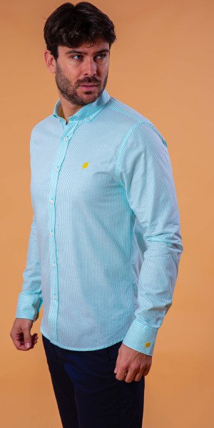 Camisa_Sir_lemon_rayas_blancas_verdes_fabricada_en_españa